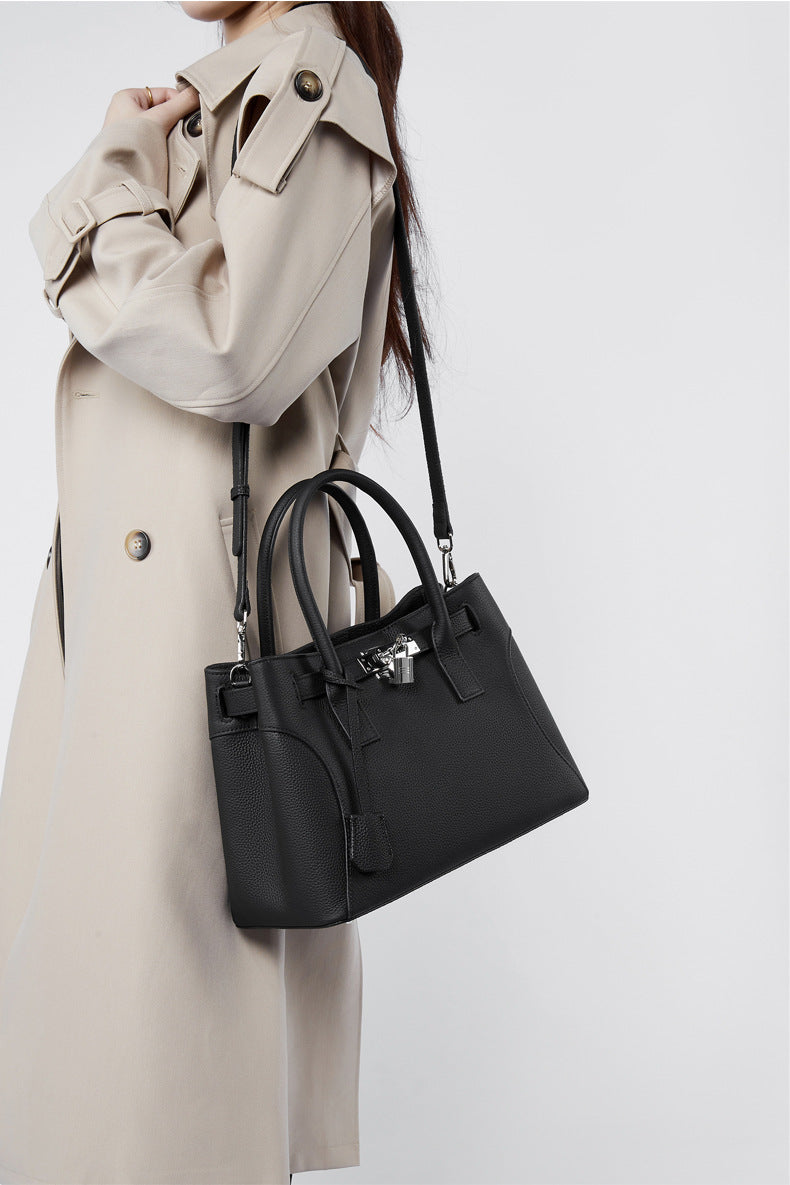 Luxe Lock Leather Tote