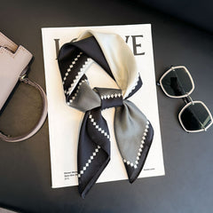 Sophisticated Monochrome Geometric Silk-Feel Scarf
