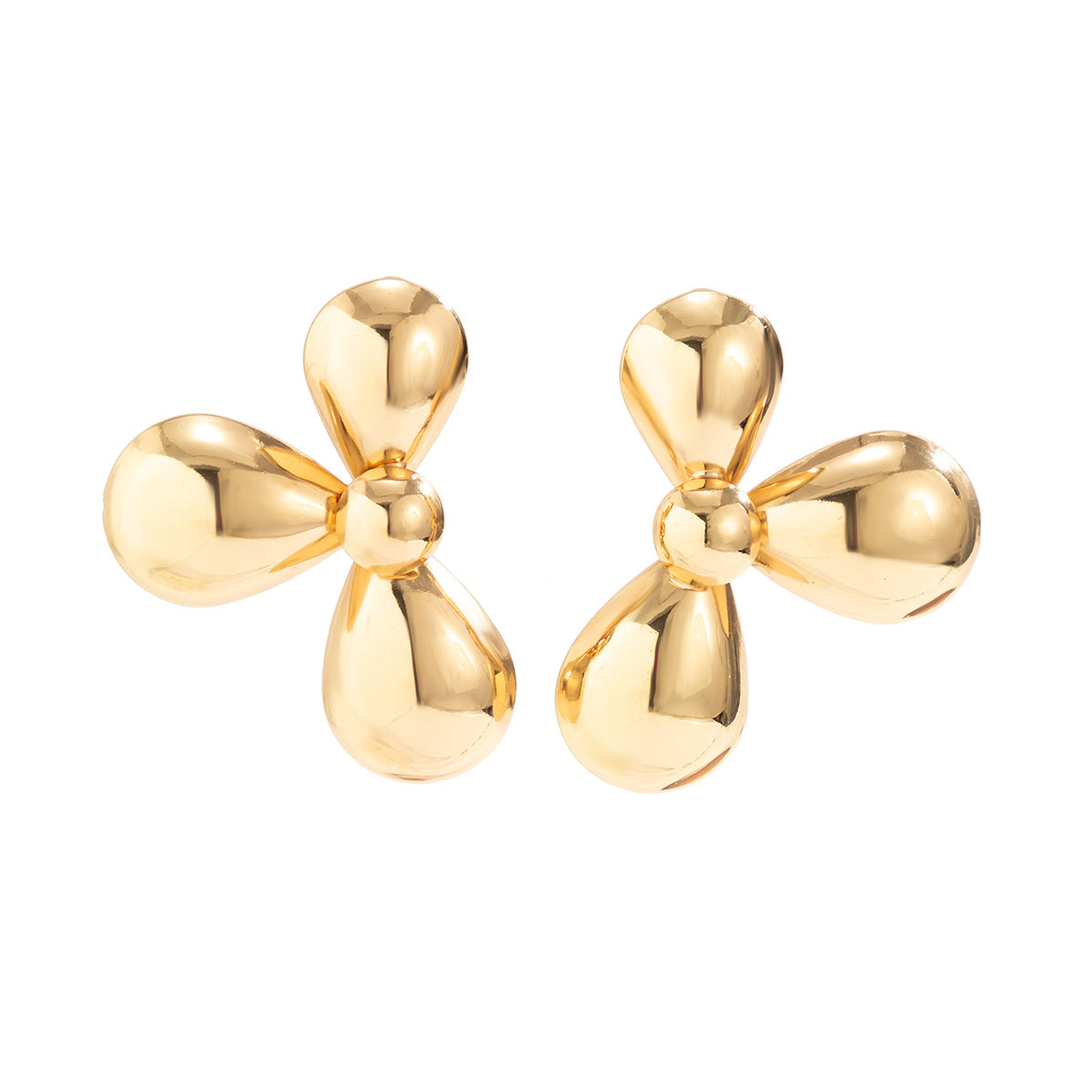 Chic Gold Silver Plated Three-Pedal Flower Shaped Earrings