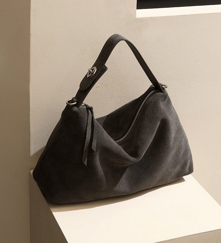 Adorable Designer Inspired High-End Hobo Shoulder Bag from High Quality Suede