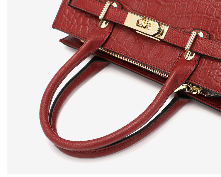 Elegant Timeless Classic Designer Inspired Satchel Crossbody Bag from Real Textured Leather for Fashionable Girls