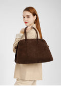 Luxury Looking Designer Inspired Large Capacity Satchel Bag from Real Suede for Fashion Forward Women