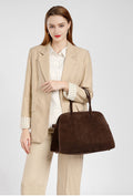 Luxury Looking Designer Inspired Large Capacity Satchel Bag from Real Suede for Fashion Forward Women