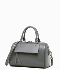 Leather Large Zipper Closure Satchel Crossbody Bag Detachable Strap