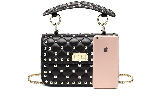 Stunning Luxury Looking Studded Shoulder Crossbody Bag from Real High Quality Leather