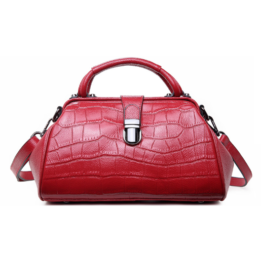 Luxury Looking Designer Inspired Large Capacity Patched Satchel Bag with Detachable Crossbody Strap from Real Leather