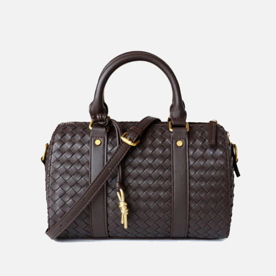 Sac Boston tissé tendance et tendance en cuir de vachette de qualité supérieure