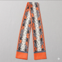 Equestrian Elegance Silk Twill Ribbon Scarf