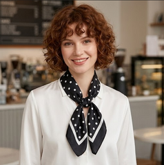 Classic Polka Dot Silk-Feel Square Scarf