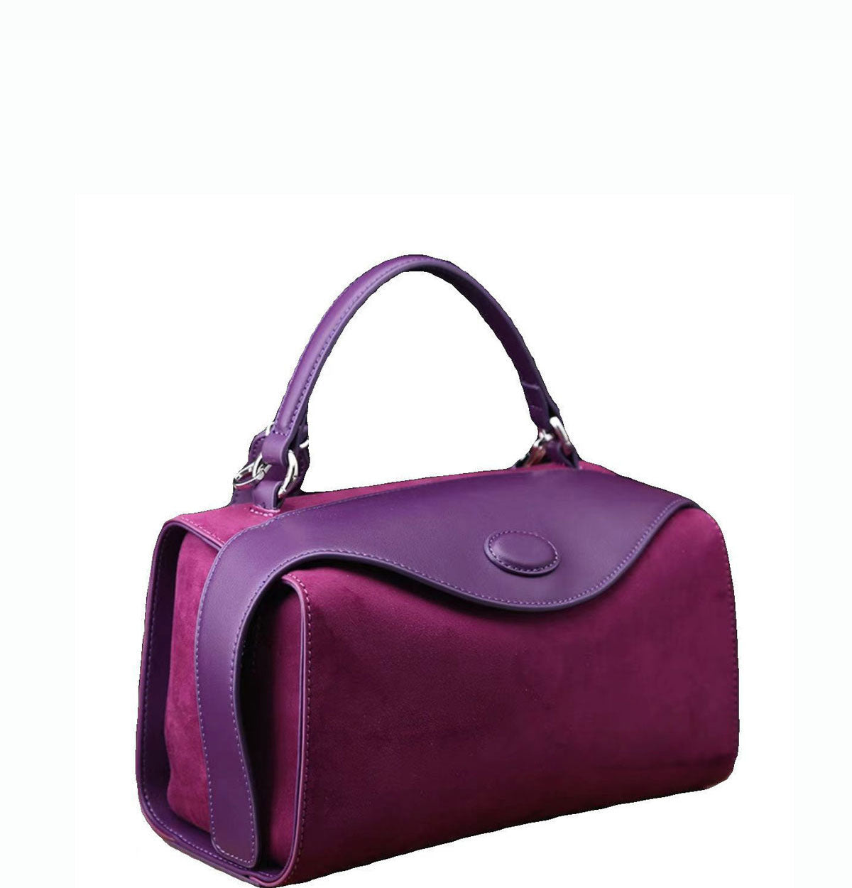 Trendy Large Capacity Built in Compartments Crossbody Bag from Real Suede and Leather for Everyday Life.
