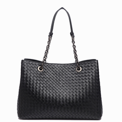 Woven Large Capacity Leather Tote Shoulder Bag