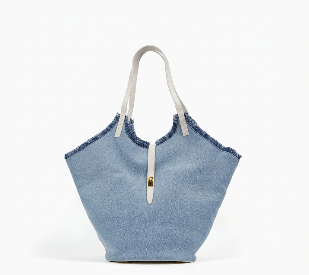 L’Azur Denim Sculpted Tote