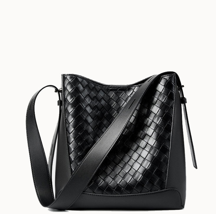 Elegant Sophisticated Designer Inspired Crossbody Bag from Woven Real Leather for Fashionable Girls