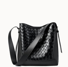 Elegant Sophisticated Designer Inspired Crossbody Bag from Woven Real Leather for Fashionable Girls