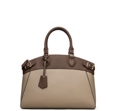Sophisticated two-tone leather satchel bag